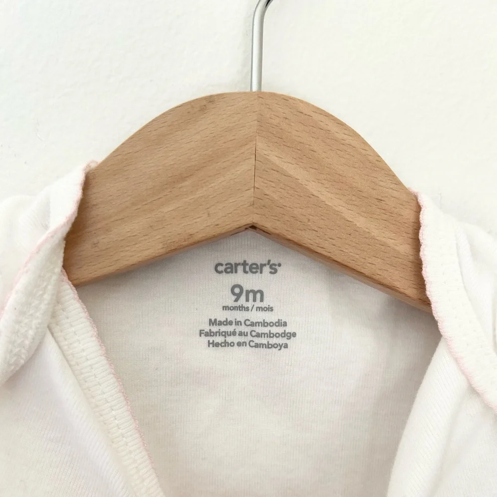 Carters 9 Months Bunny White Baby One-Piece Bodysuit